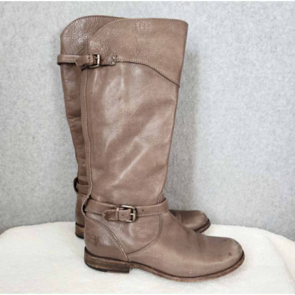Frye Women's Phillip Riding Boots Size 9 Taupe Brown Leather Zip 3476844